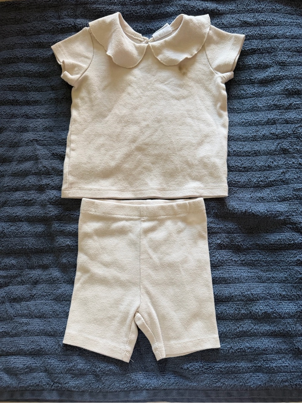 Baby Neutral Ribbed Peter Pan Collar Set